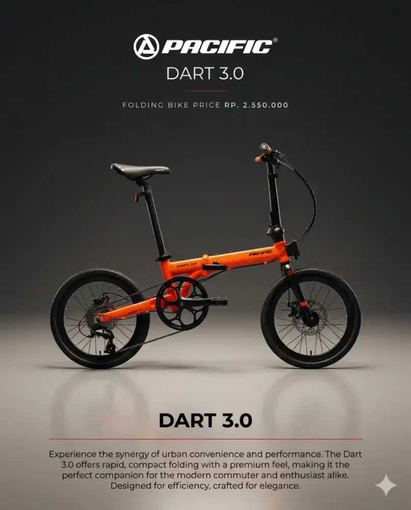 Sepeda Lipat Pacific Dart 3.0 ukuran 16 Alloy Rem Hidrolik Tekstro