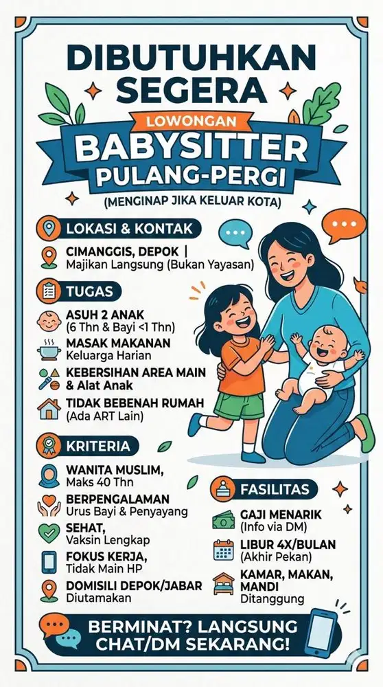 Baby sitter PP (menginap jika dibutuhkan)