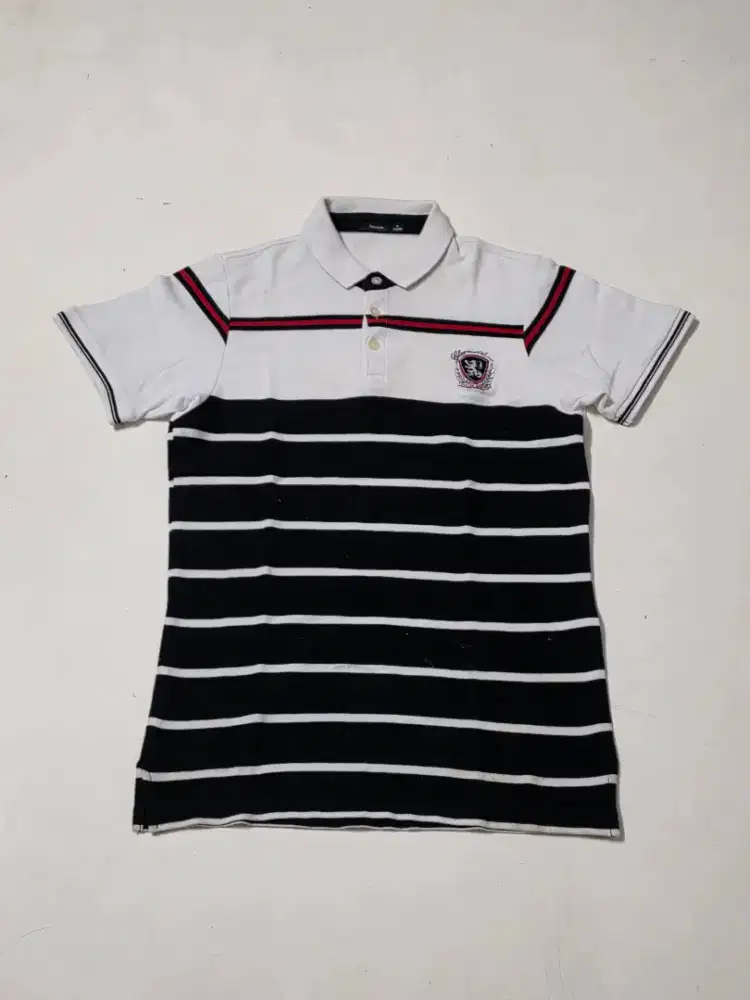 Kaos Wangki Polo Shirt Bossini White Black