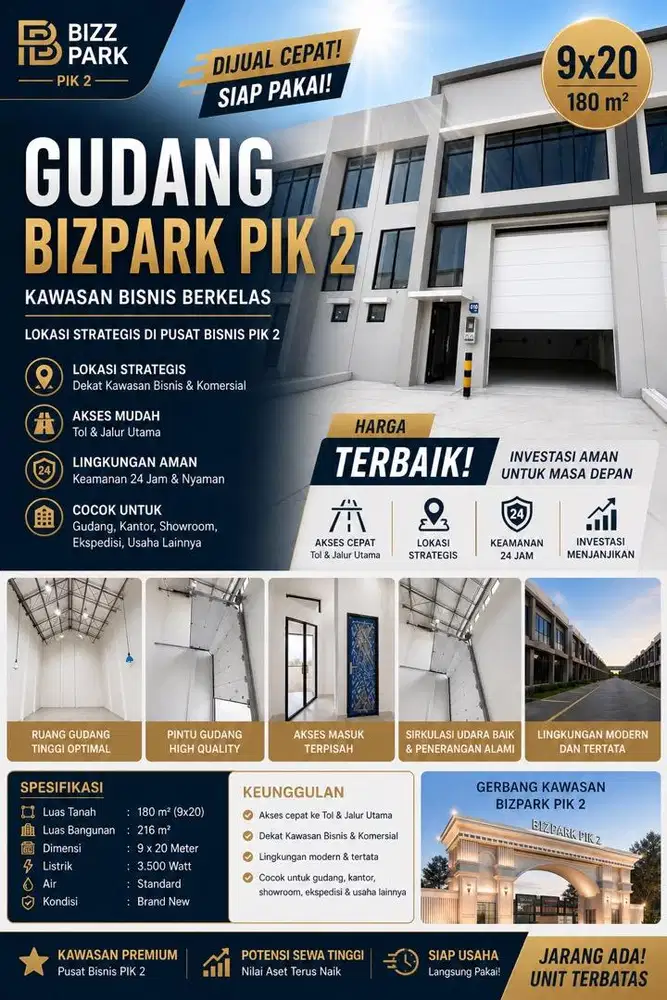 DIJUAL CEPAT GUDANG BIZPARK PIK 2