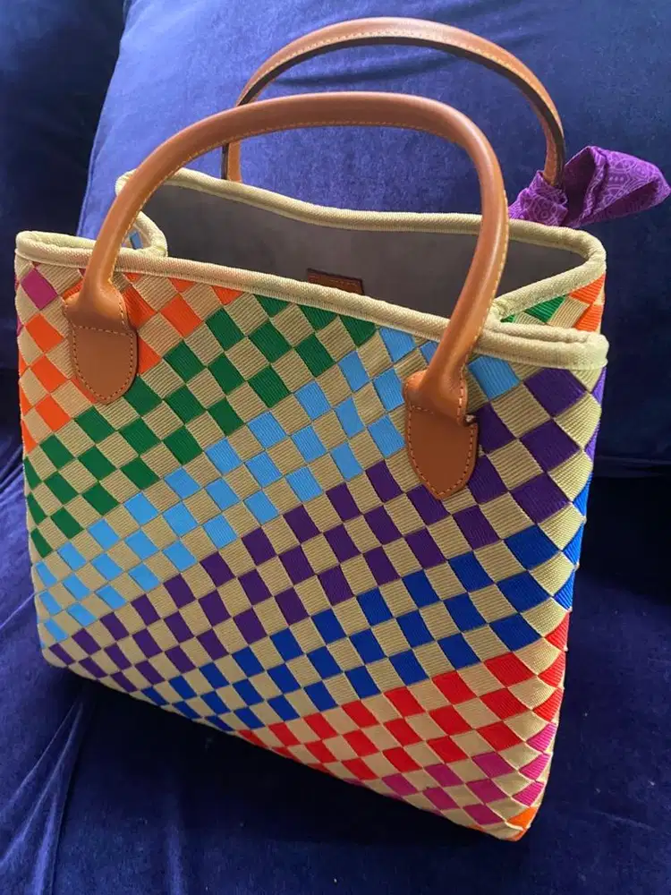 Tas Mischa anyam polyester kulit sapi