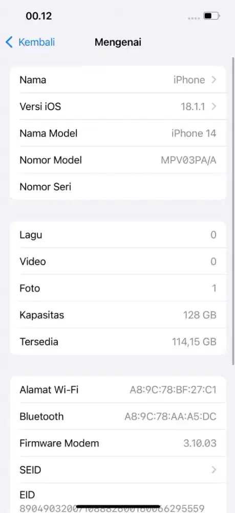 iPhone 14 128Gb iBox BH 83% Purple Mulus 1000%