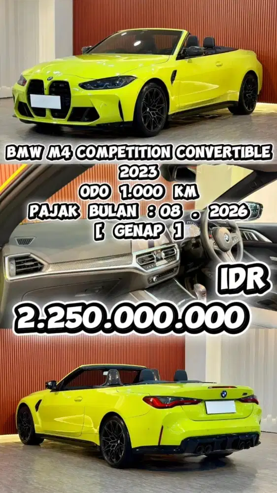 [ ODO 1.000 KM ] BMW M4 COMPETITION CONVERTIBLE 3.0 AT 2023