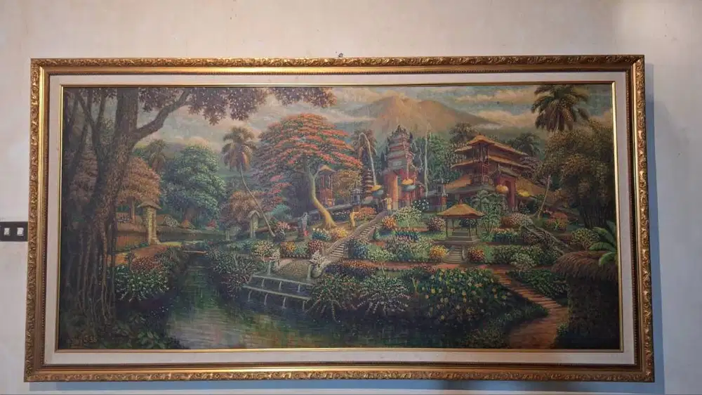 [JUMBO 2.1 METER] Lukisan Klasik Pura Bali 1996 - Karya M. Joko S.