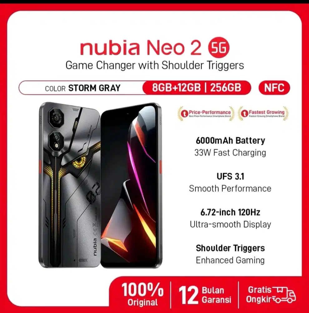 nubia NEO 2 5G NFC RAM (8 + 12)GB ROM 256GB 6.000 mAh