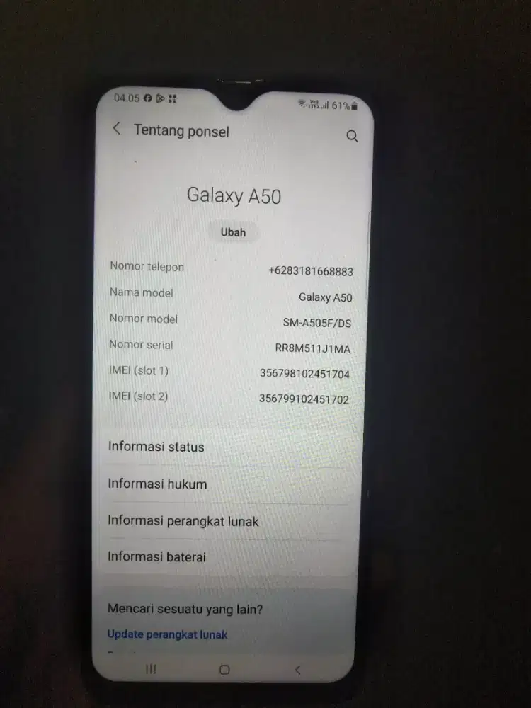 Jual hp samsung galaxi A50 masih sangat bagus