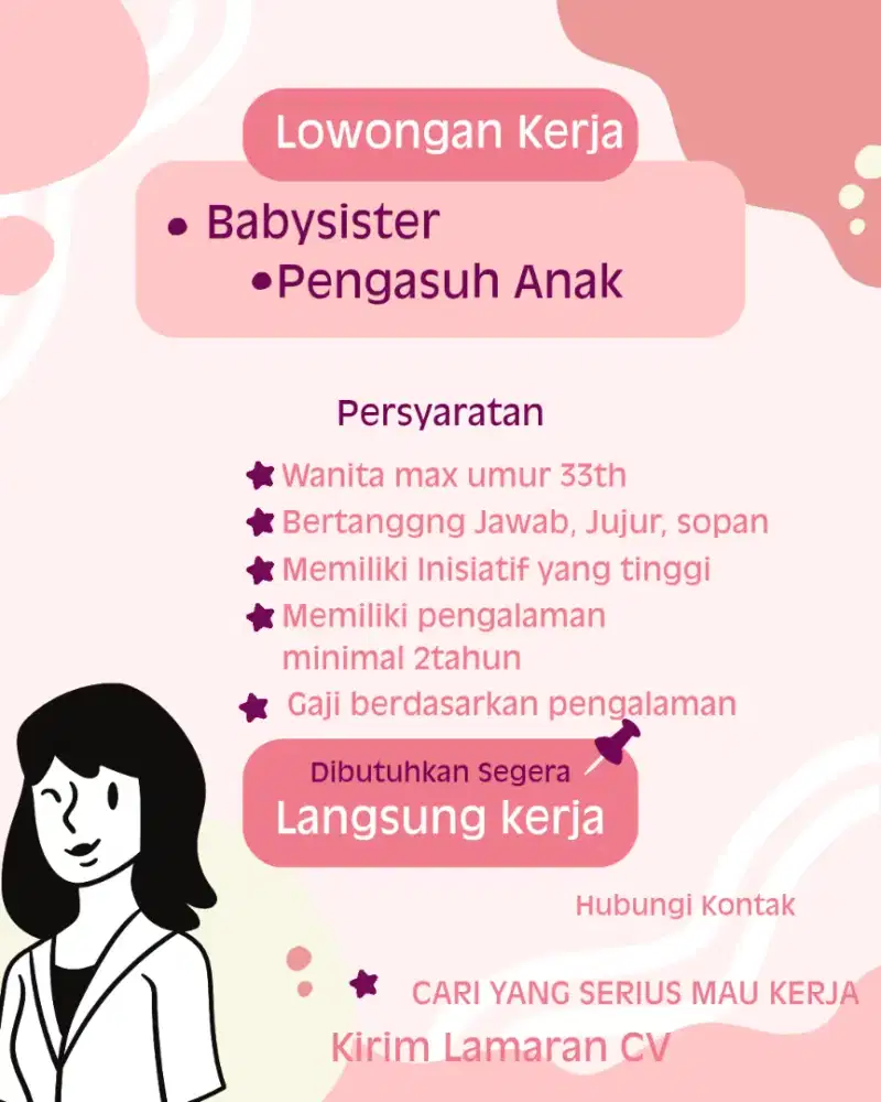 Dibutuhkan babysister anak balita berpengalaman