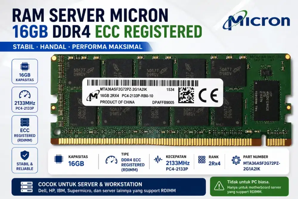 RAM Server Micron 16GB DDR4 2133 ECC Registered RDIMM