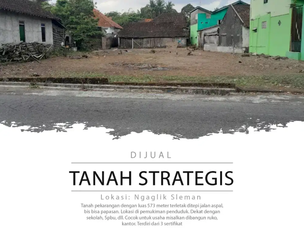 Dijual Tanah Strategis Di Ngaglik, Tepi Jalan Cocok Untuk Hunian & Usaha