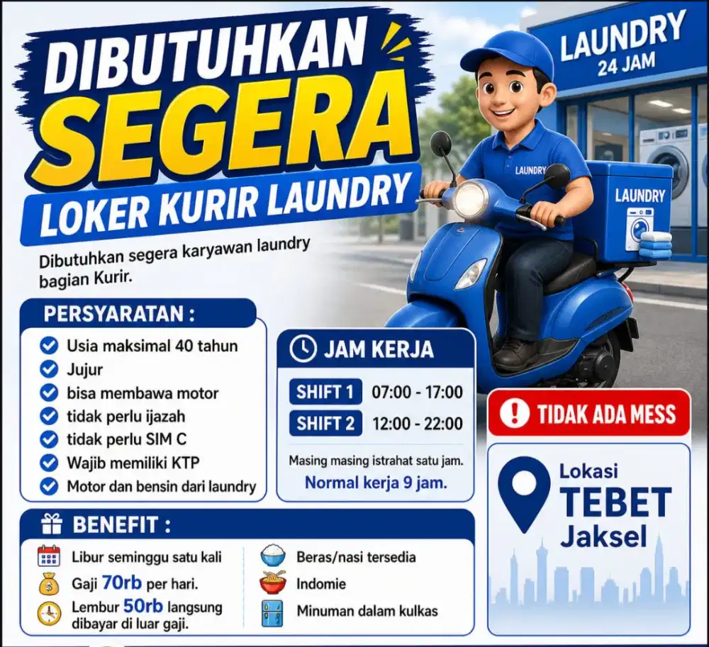 Dibutuhkan kurir laundry