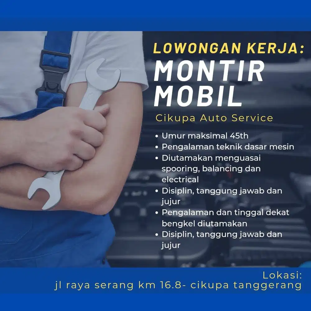 LOWONGAN UNTUK MEKANIK MOBIL