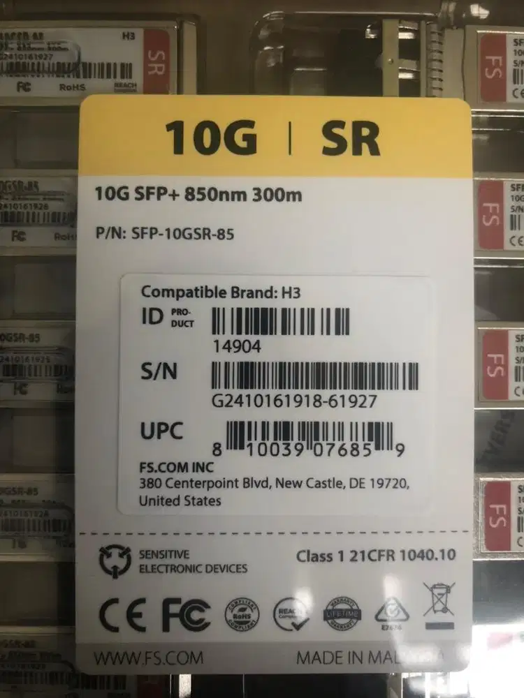 SFP+ 10G SR 850nm 300m FS H3 Compatible | SFP-10GSR-85 | 1 Box 10Pcs