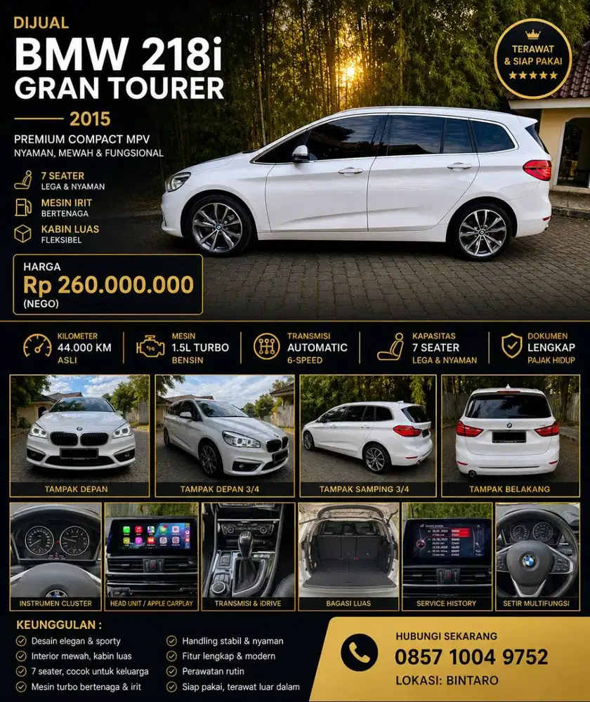 ISTIMEWA! LIKE NEW!   BMW 218i Gran Tourer GT 2015 7 seater  Automatic