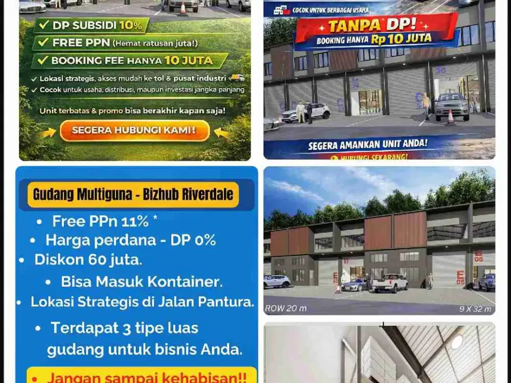 Dijual Gudang free ppn lokasi seberang jalur pantura