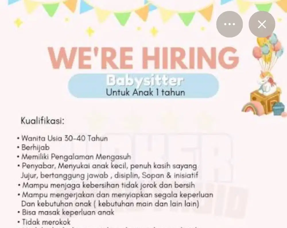 ART momong bayi 1 tahun