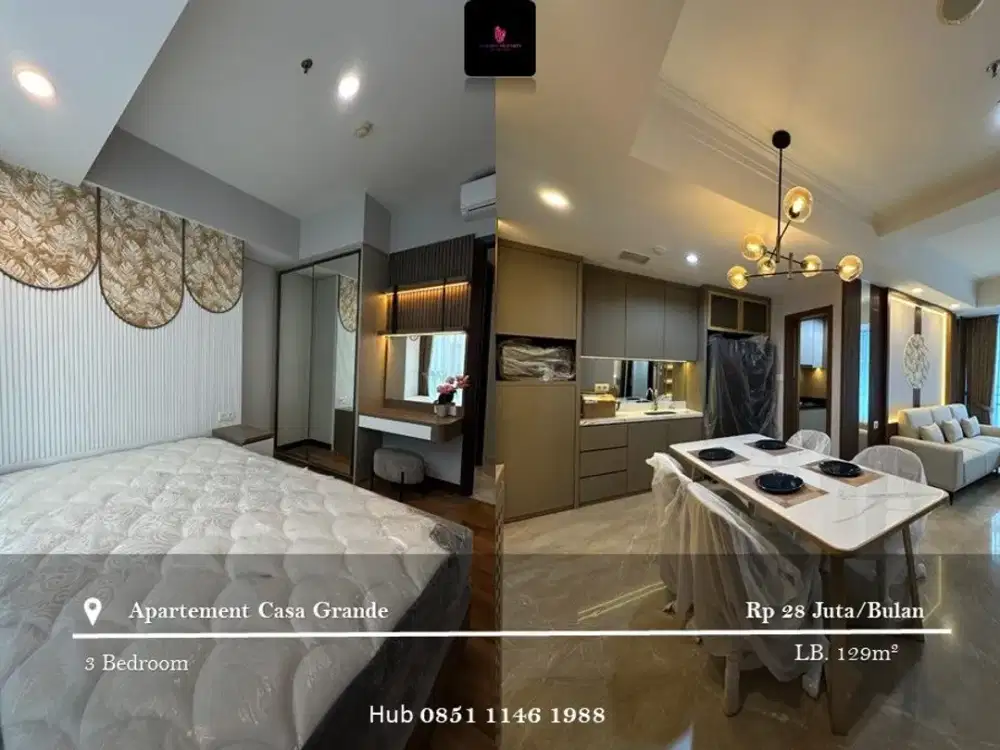 Disewakan Apartement Casa Grande High Floor 3BR Full Furnished