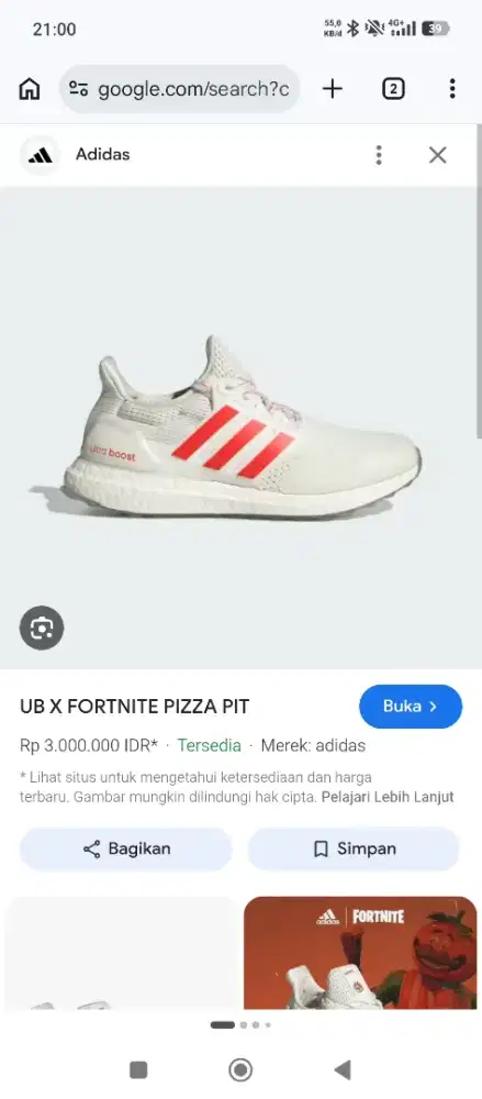 Sepatu Ultra Boost x fortnite pizza