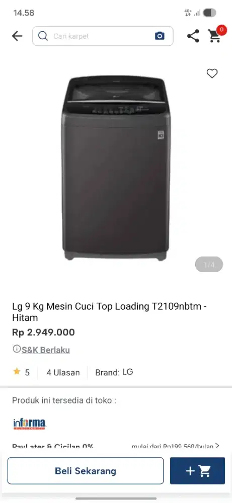 Promo kulkas lg 9kg