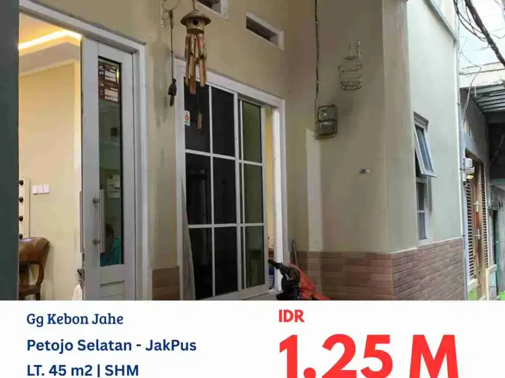 NVTDS0168 rumah rapih 3 lantai GG MOTOR di gang Kebon Jahe (masuk dari pasar Cideng Tomas) Jakarta Pusat