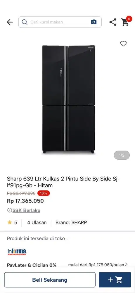 KULKAS MULTIDOOR SHARP 639liter