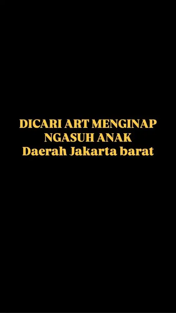 Dicari art nginap langsung majikan