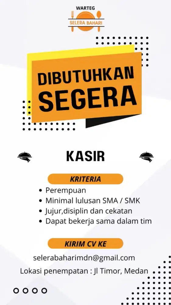 DIBUTUHKAN KARYAWAN UNTUK MEGOPERASIKAN KASIR