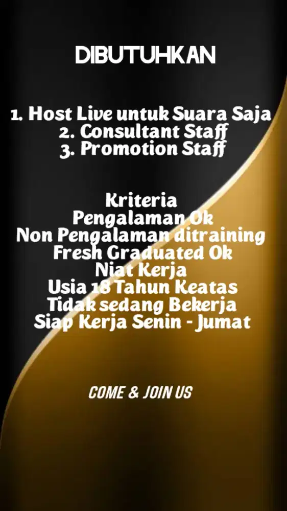 Dibutuhkan Kerja Kantor