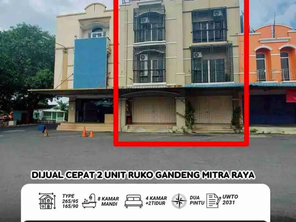 Dijual 2 ruko gandeng mitra raya 1 depan pasar