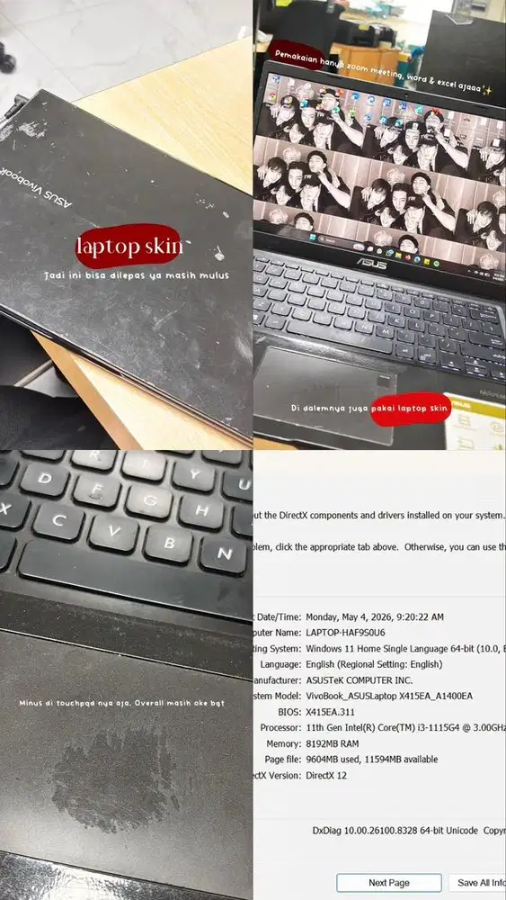 Laptop ASUS VivoBook X415EA Core i3-1115G4 RAM 8GB