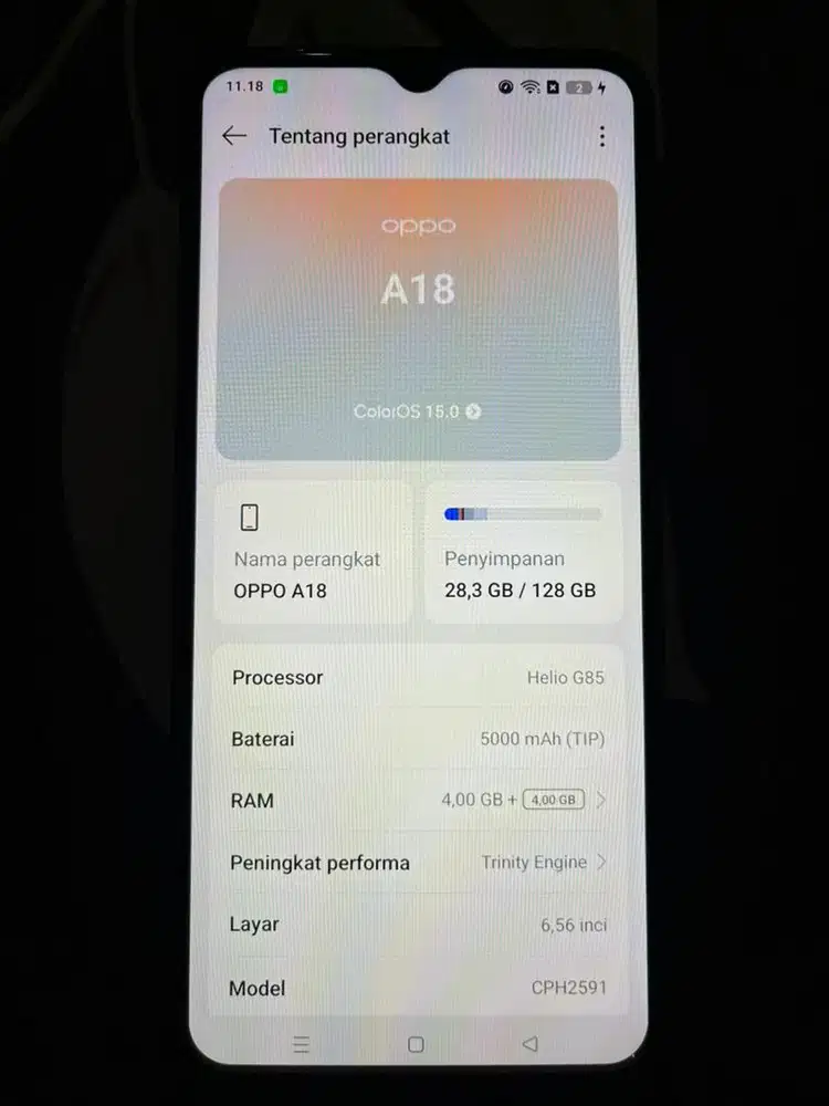 Hp OPPO A18 4/128gb Second