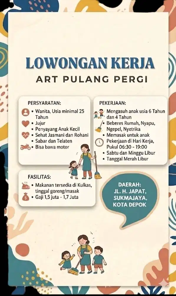 Dibutuhkan ART Pulang Pergi