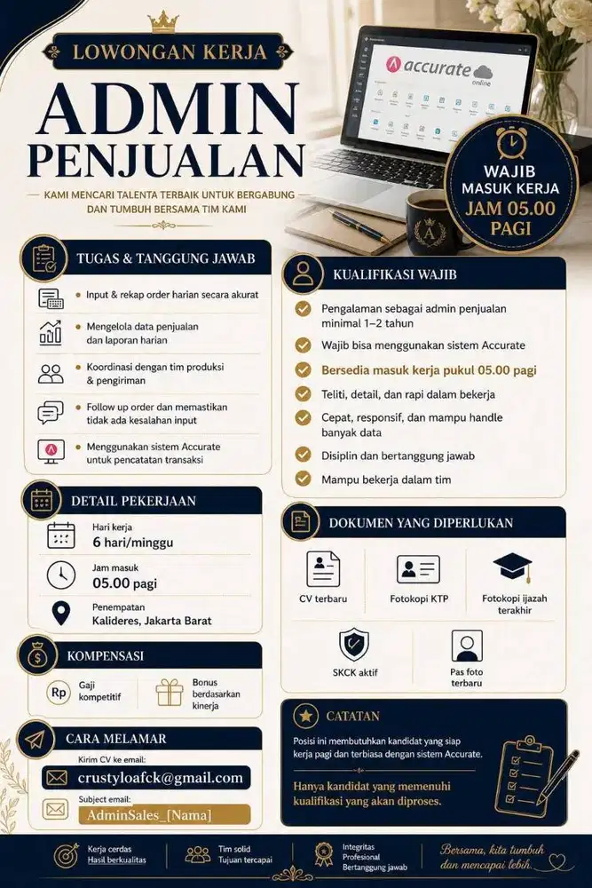 ADMIN PENJUALAN - WAJIB BISA ACCURATE (KIRIM EMAIL)