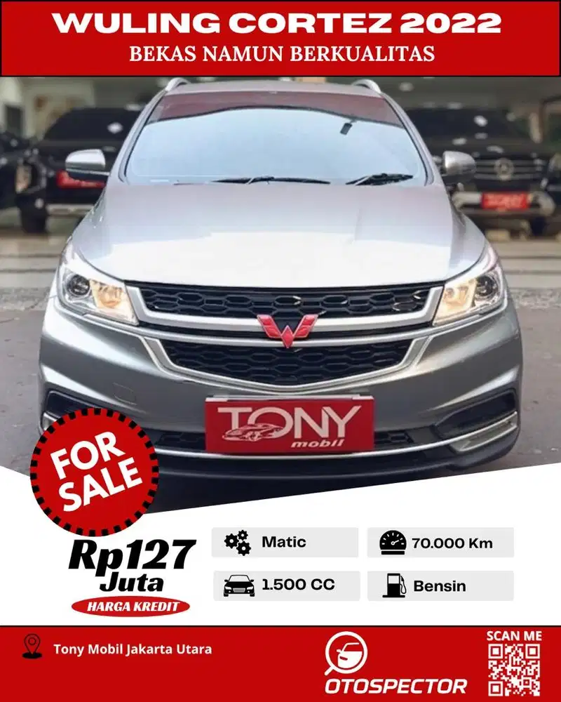 #Tony Mobil# Wuling Cortez 1.5 T Lux AT 2022 Abu-Abu Metalik