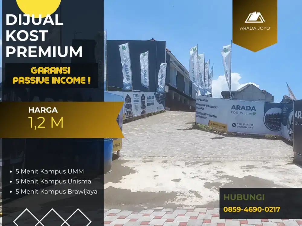 Jual Rukost SHM 5 Menit Kampus Brawijaya Malang Kamar Mandi Dalam Semua