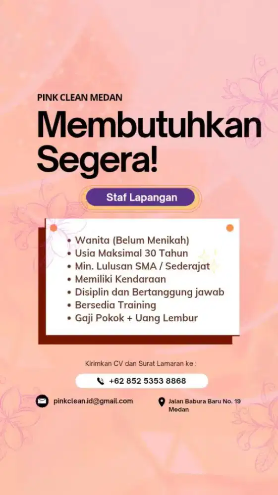 Lowongan kerja Staf Cleaning Service