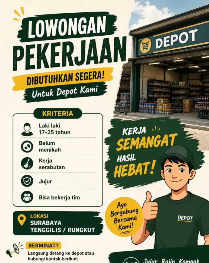 Dibutuhkan Karyawan Depot