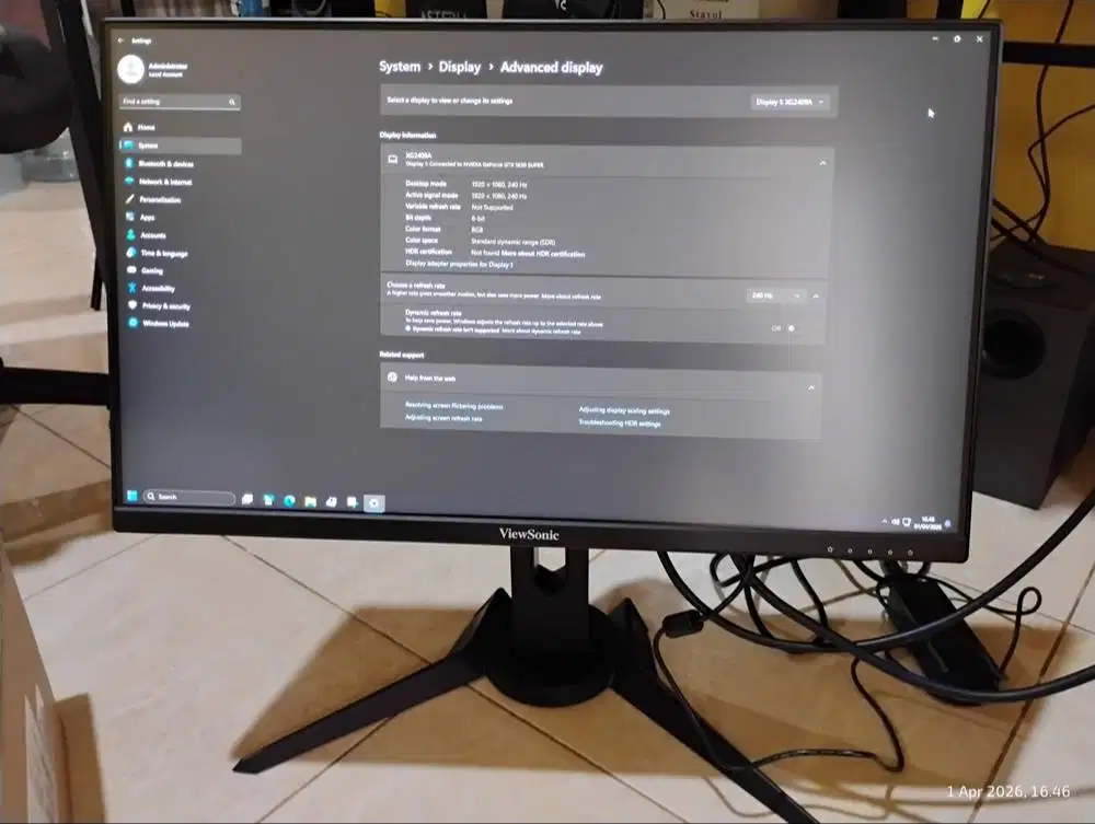 VIEWSONIC XG2409A 23.8 IPS 1MS 240Hz FHD bisa Potrait
