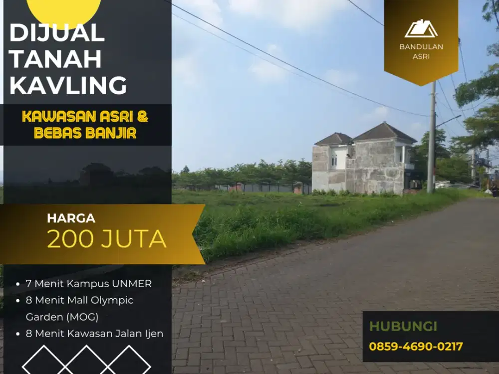 Jual Kavling Row Jalan 6 Meter Cocok Dibangun Rumah 6 Menit MOG Malang