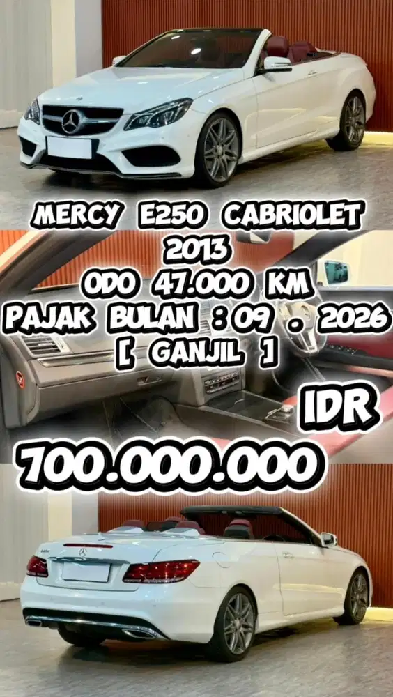 [ ODO 47.000 KM ] MERCEDES-BENZ E250 CABRIOLET 2013 AT SIAP PAKAI