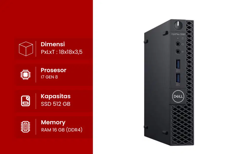 PC MINI DELL OPTIPLEX 3060 Core i3 Gen8 Ram SSD Variasi N-SUR