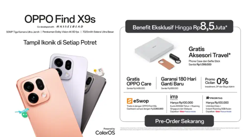 Pre Order Oppo Find X9s dan Find X9 Ultra