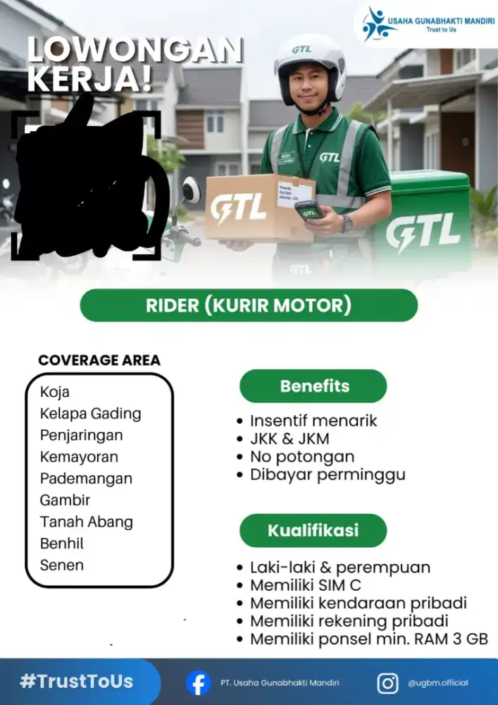 Lowongan pekerjaan kurir motor GTL
