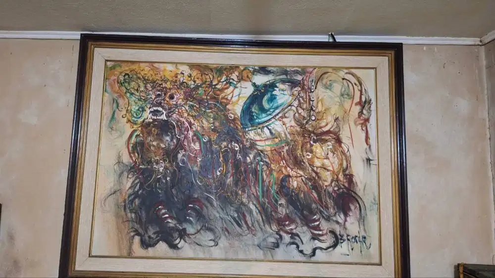 Lukisan Barong Ekspresionis Original by B. Korle - Oil on Canvas