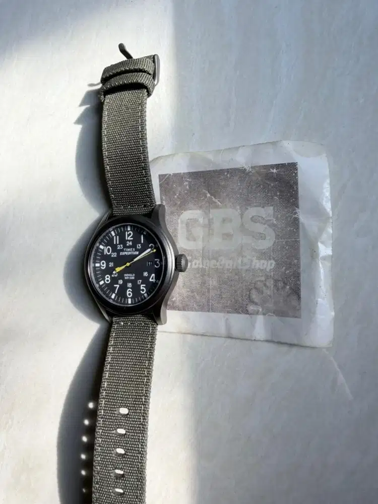 Timex Expedition T49961 Scout Green fabric Jam Tangan pria Quartz