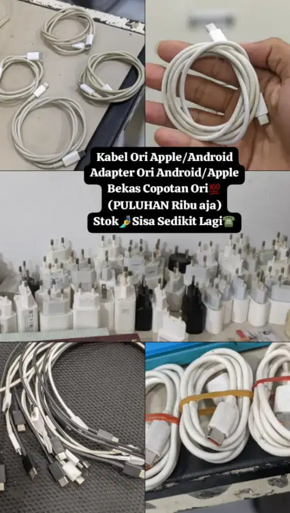 Charger hp batok kepala adaptor Ori kabel juga ada