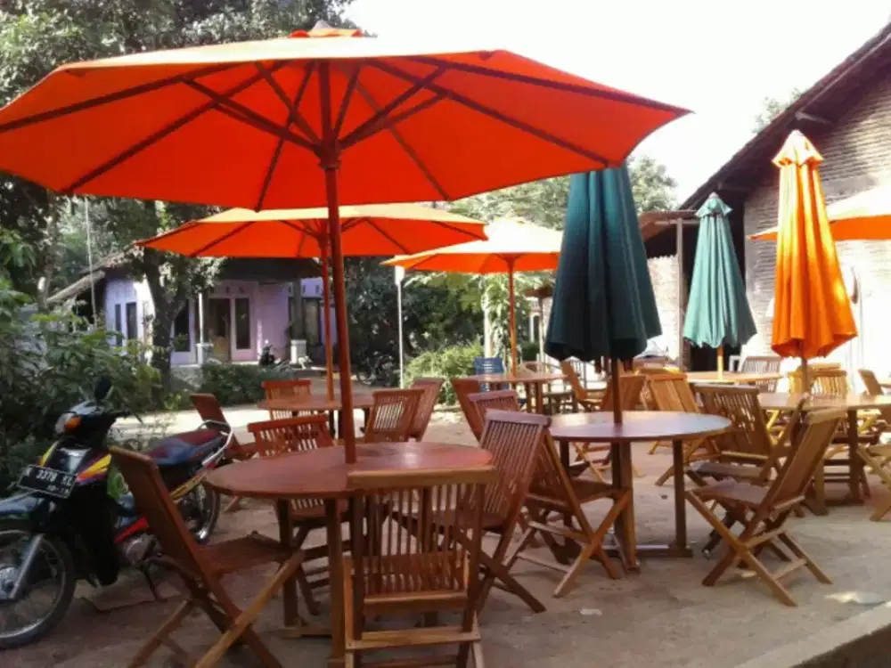 Payung taman,bangku lipat,meja makan outdoor,payung jati