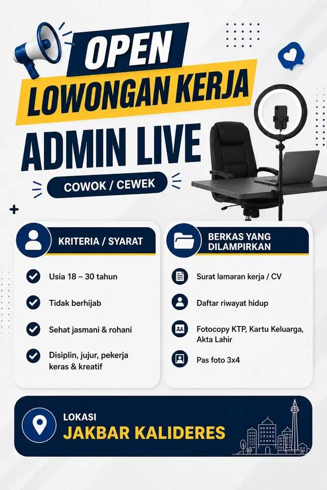 Lowongan pekerjaan admin live