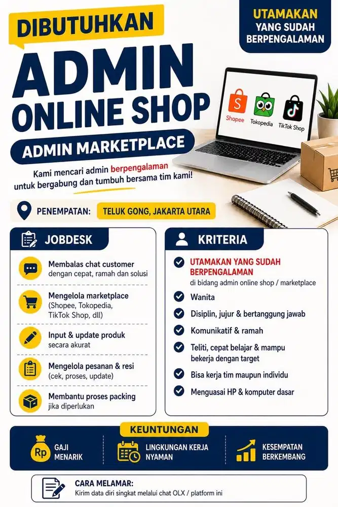 Lowongan Kerja Admin Online Shop Jakarta Utara