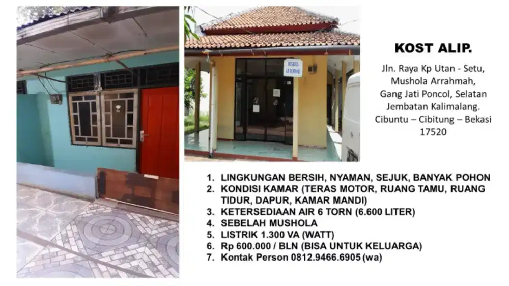 Sewa kontrakan murah cibuntu bekasi