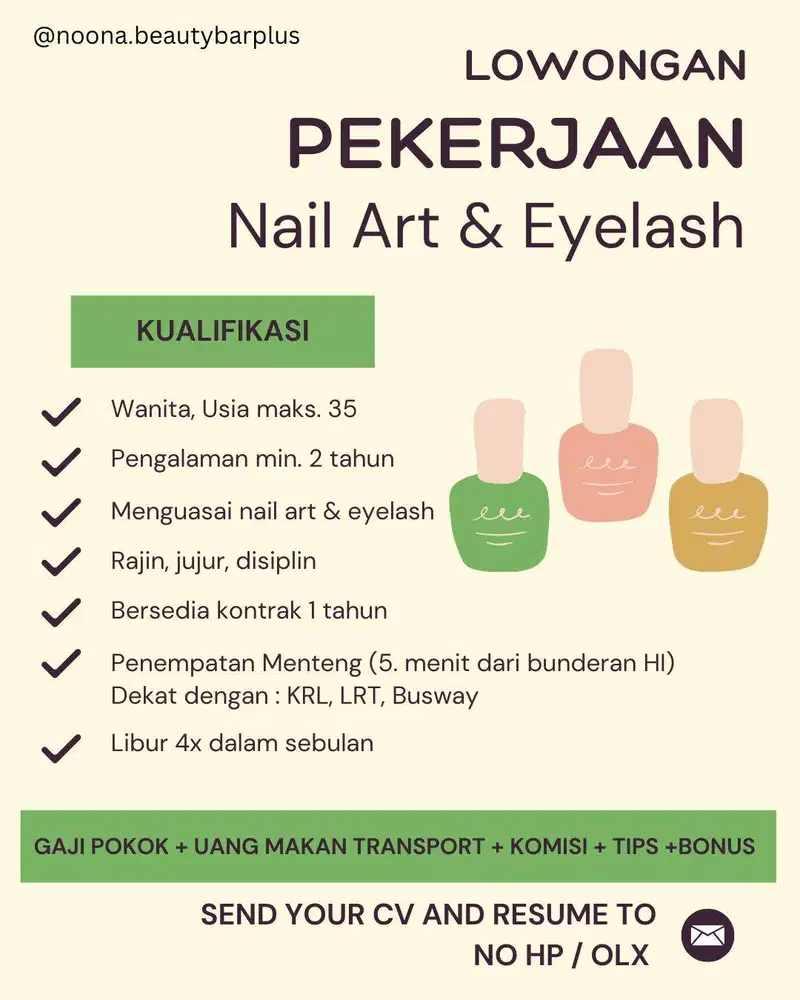 Lowongan Kerja Beautician Nail & Eyelash